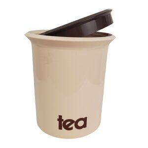 Vntg 1970s Sterilite MOD Typographic "Tea" Canister, Mid-Century Retro Kitchen